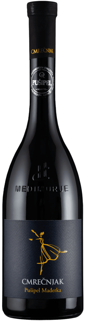 Bočica vina Cmrečnjak Pusipel Mađerka s elegantnim dizajnom.