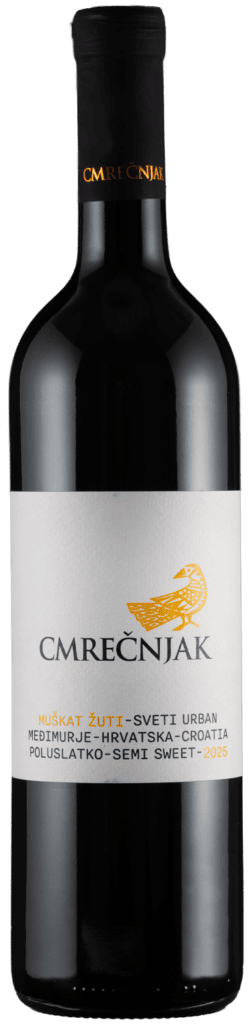 Vino Cmrečnjak muškat žuti u bočici za degustaciju.