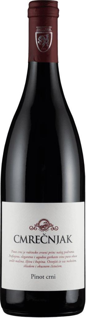 Crno vino Cmrečnjak Pinot crni u elegantnoj boci.