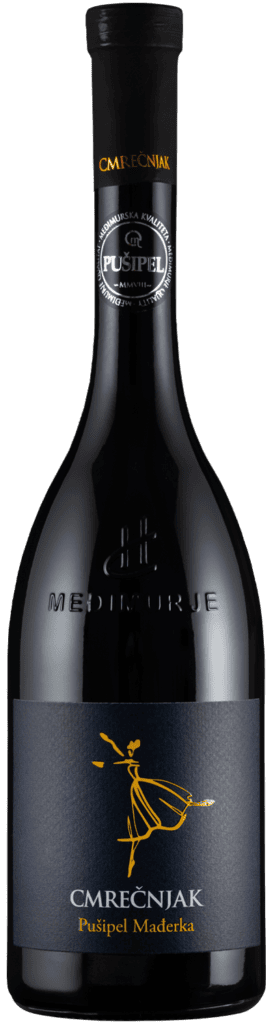 Bočica vina Cmrečnjak Pusipel Mađerka s elegantnim dizajnom.
